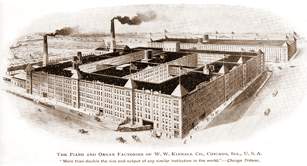 Photo of Kimball piano factory in Chicago, 1900.