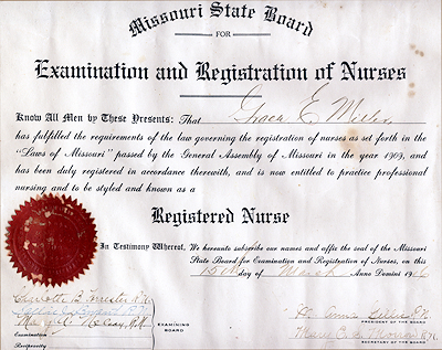 Photo of Registered Nurse Certificate.