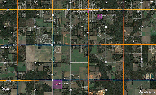 Photo of satellite view of the lots that contained the Hotel Norden.