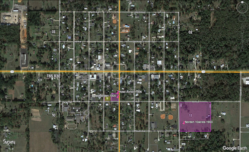 Photo of satellite view of the lots that contained the Hotel Norden.