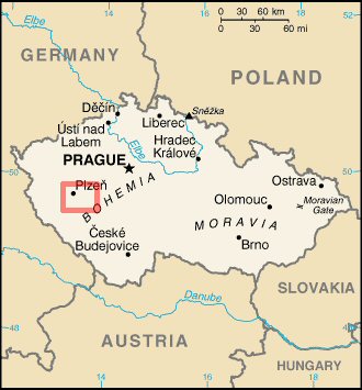 Map of the Czech Republic.