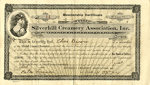 Photo of Silverhill Creamery Association, Inc. Membership Certificate