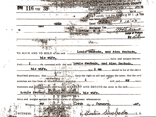 Photo of Deed abstract dated April 25, 1923.